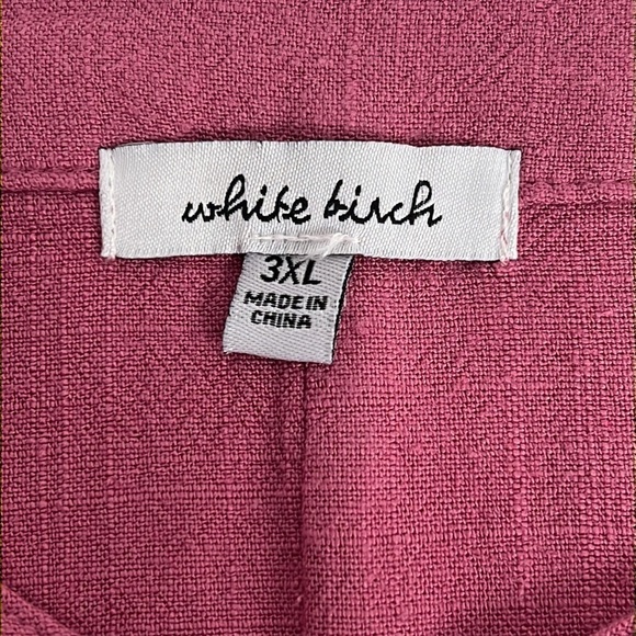 WHITE Birch Ladies Plus Size Fringe Trim Cotton /Linen Hi-Lo Hem V-Neck Top 3X - Picture 4 of 6